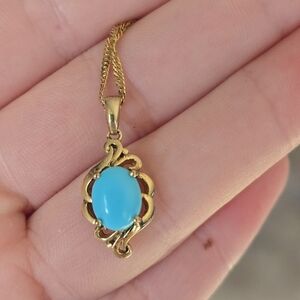 Sleeping Beauty Turquoise Over Sterling Silver Pendant